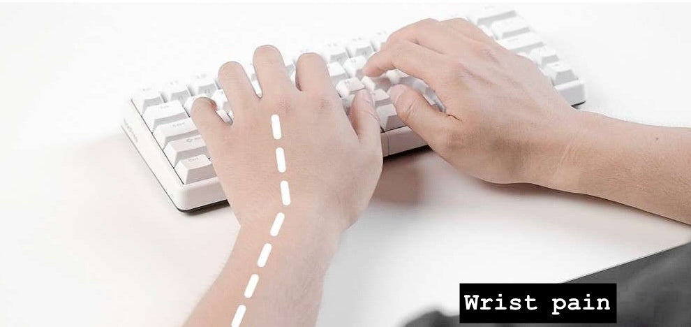 ergonomic split mechanical keyboard showing example of wrist pain